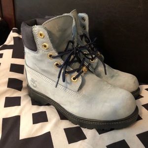 Powder blue timberland boots